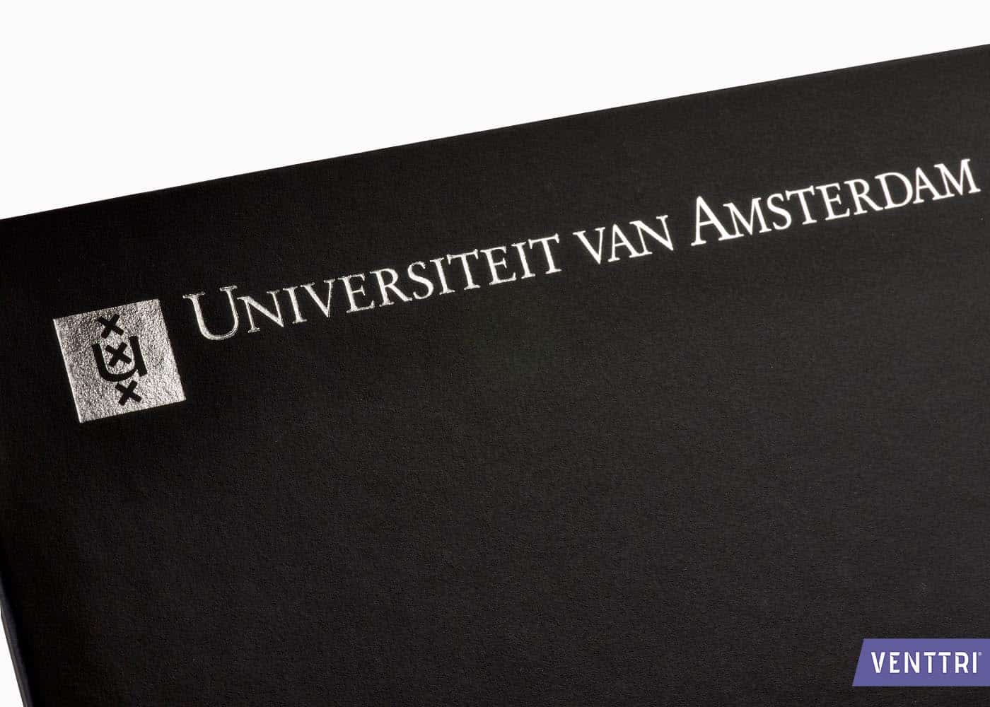 Diplomamap met foliedruk zilver